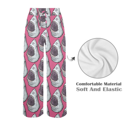 Great White Shark Pattern Print Design 01 Women's Wide Leg Lounge Pants