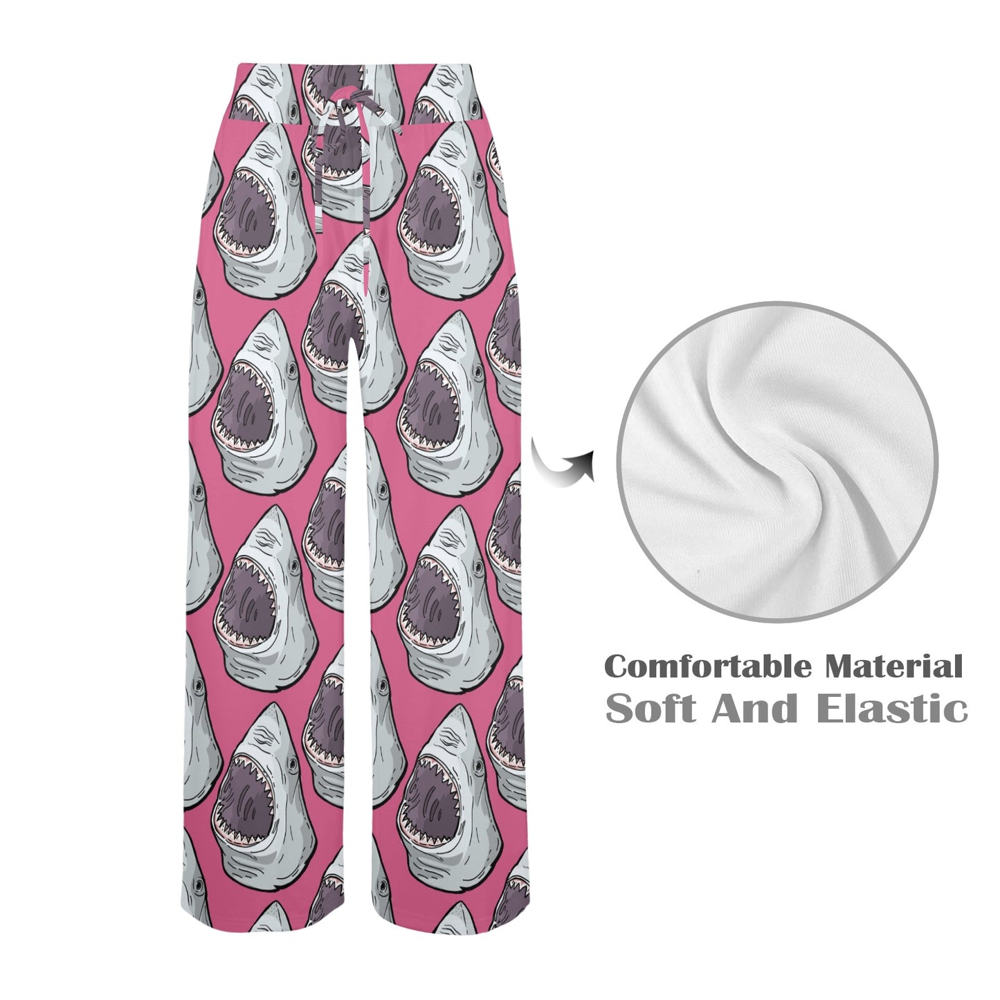 Great White Shark Pattern Print Design 01 Women's Wide Leg Lounge Pants