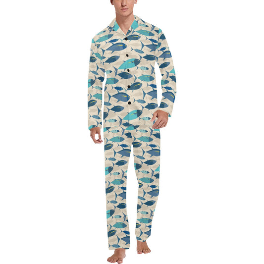 Tuna Fish Print Design LKS302 Men's Long Pajama Set