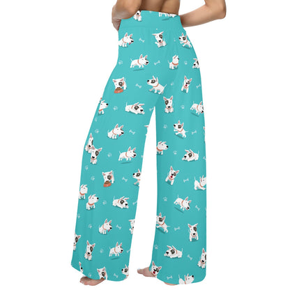 Bull Terriers Pattern Print Design 07 Women's Wide Leg Lounge Pants
