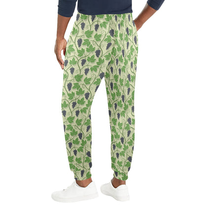 Wine Grape Thmed Print Men's Casual Track Pants