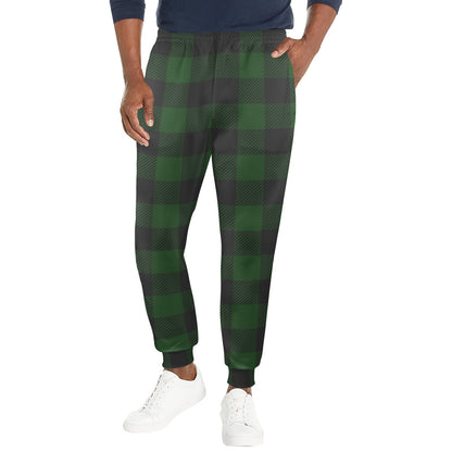 Buffalo check Green Pattern Print Design 02 Men's Casual Track Pants