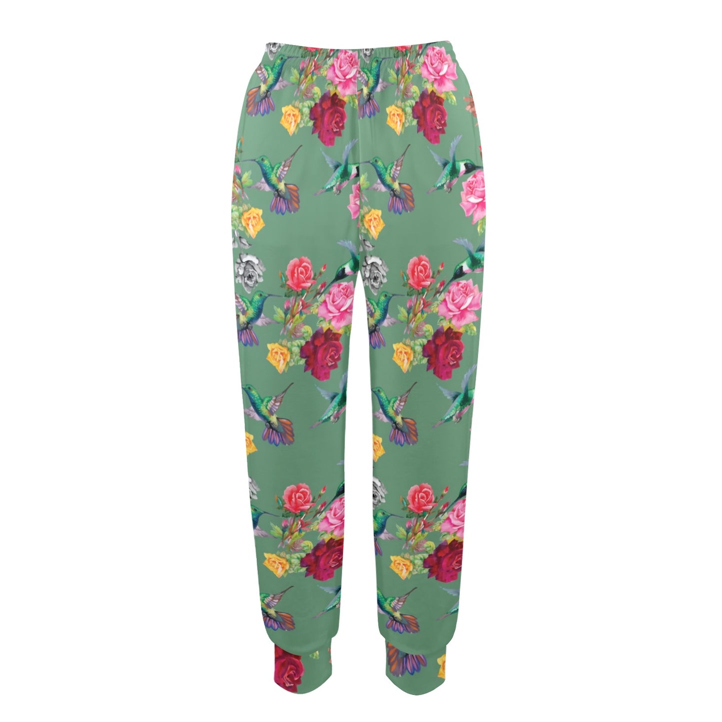 Hummingbird with Rose Themed Print Women's Casual Track Pants