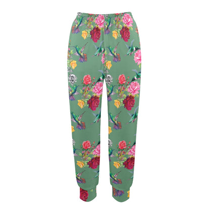 Hummingbird with Rose Themed Print Women's Casual Track Pants
