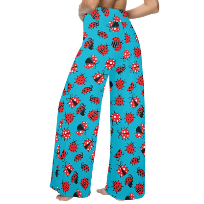 Ladybug Action Print Pattern Women's Wide Leg Lounge Pants