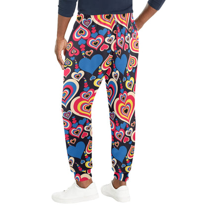 Heart Pattern Print Design HE08 Men's Casual Track Pants