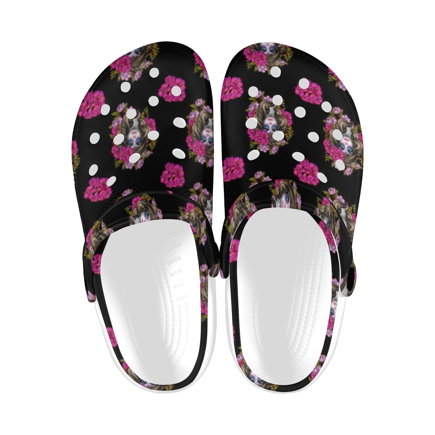 Day of the Dead Makeup Girl Unisex Clogs Shoes