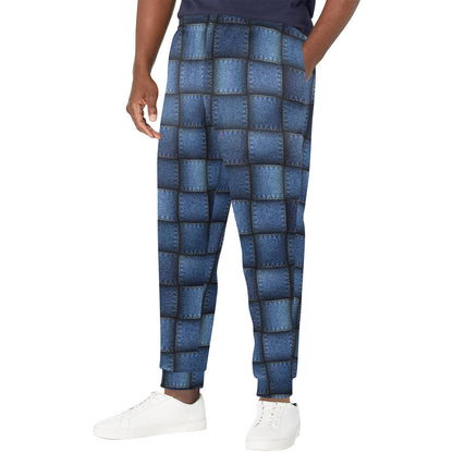 Denim patchwork Design Print Pattern JJ078 Men's Casual Track Pants