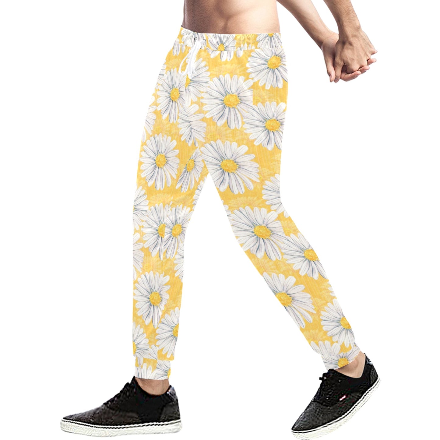 Daisy Yellow Watercolor Print Pattern Men's Sweatpants
