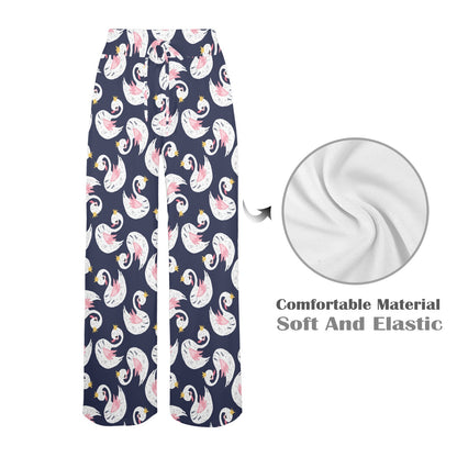 Swan Print Design LKS403 Women's Wide Leg Lounge Pants
