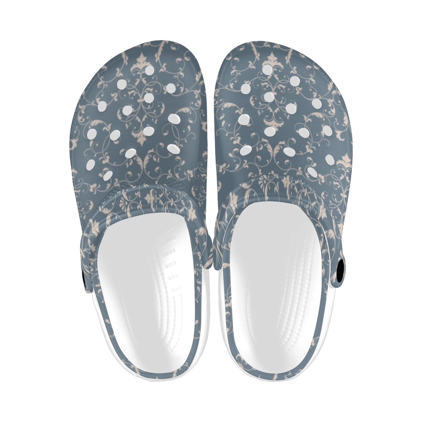 Damask Elegant Teal Print Pattern Unisex Clogs Shoes