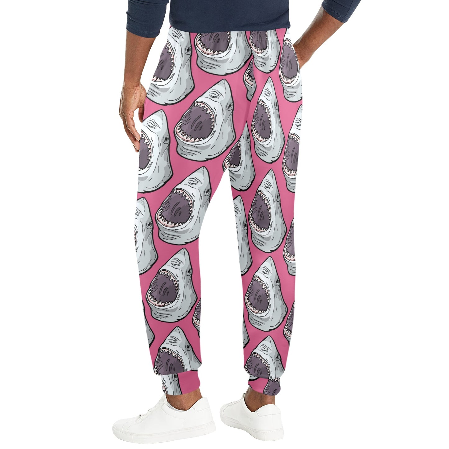 Great White Shark Pattern Print Design 01 Men's Casual Track Pants