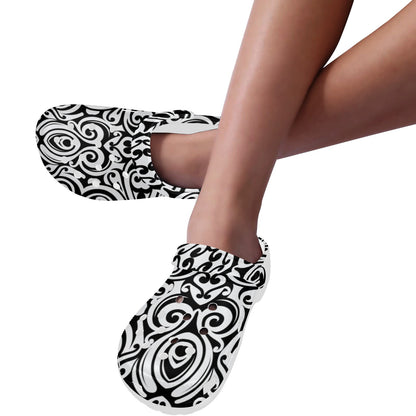 Polynesian Tattoo Pattern Unisex Clogs Shoes