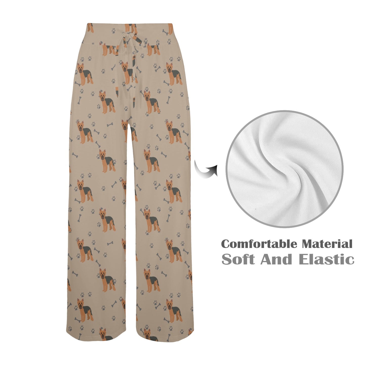 Yorkshire Terriers Print Design LKS305 Women's Wide Leg Lounge Pants