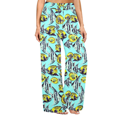 Angelfish Pattern Print Design 02 Women's Wide Leg Lounge Pants