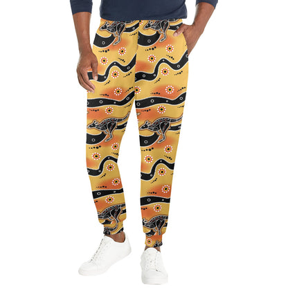 Kangaroos Aboriginal Pattern Print Design 06 Men's Casual Track Pants