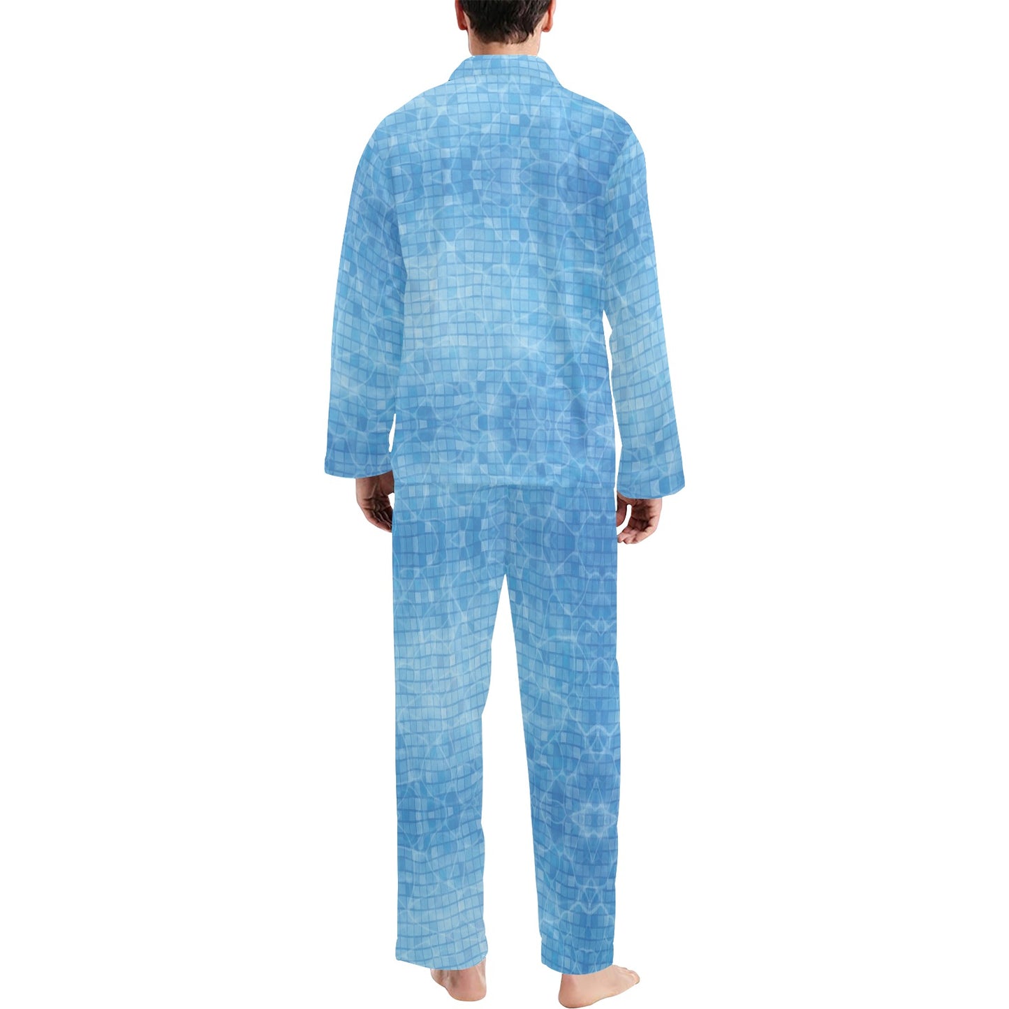 Swimming Pool Print Design LKS302 Men's Long Pajama Set