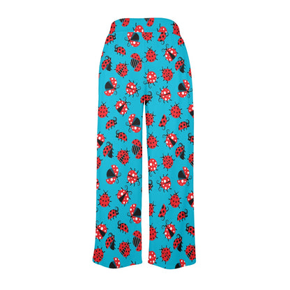 Ladybug Action Print Pattern Women's Wide Leg Lounge Pants