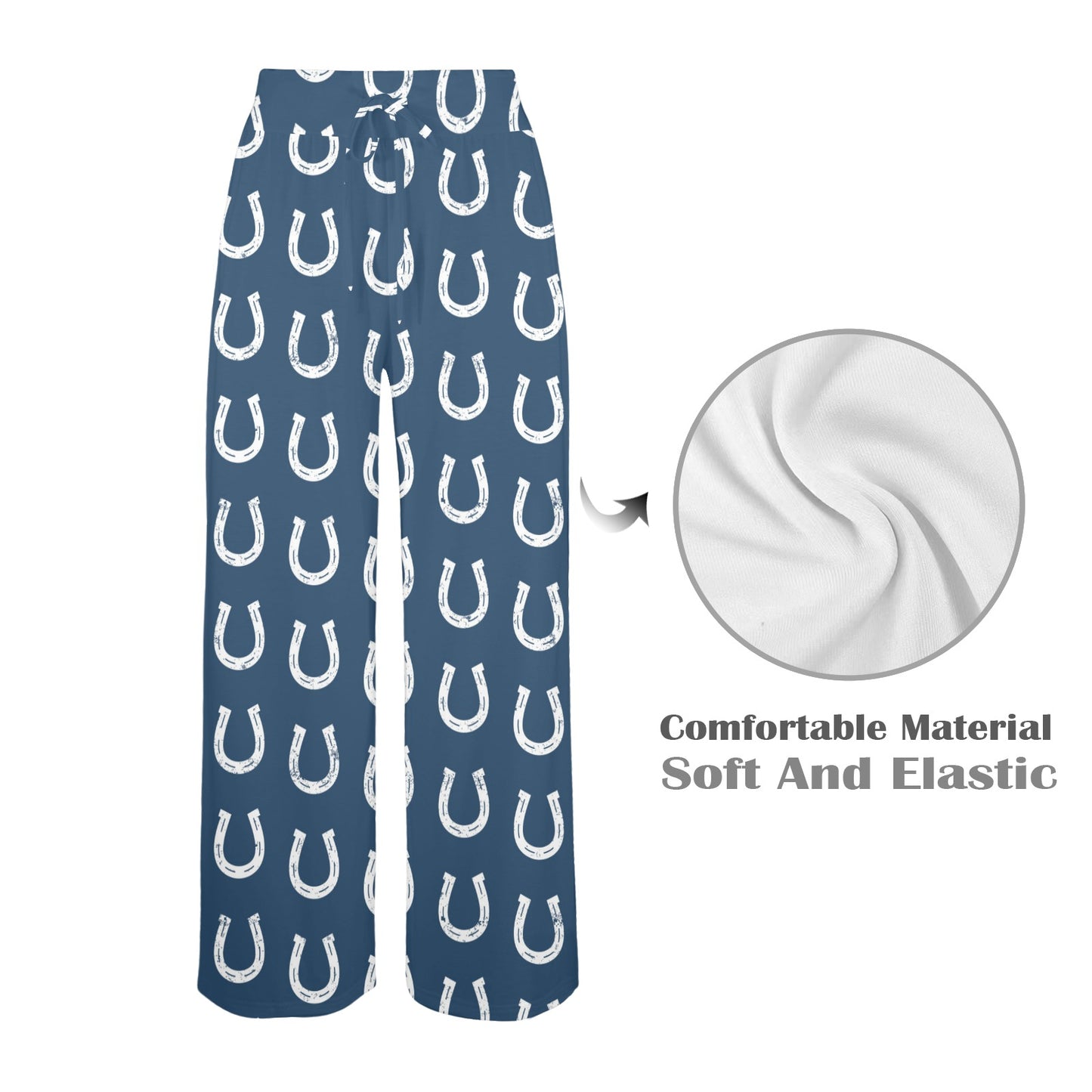 Horseshoe Print Design LKS301 Women's Wide Leg Lounge Pants