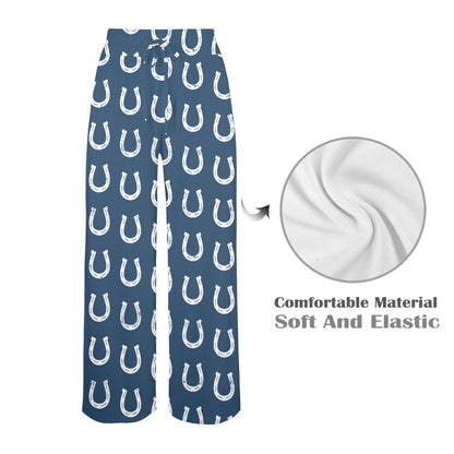 Horseshoe Print Design LKS301 Women's Wide Leg Lounge Pants