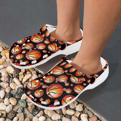 Basketball Black Background Pattern Unisex Clogs Shoes