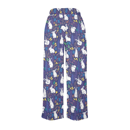 Bunny Pattern Print Design 01 Women's Wide Leg Lounge Pants