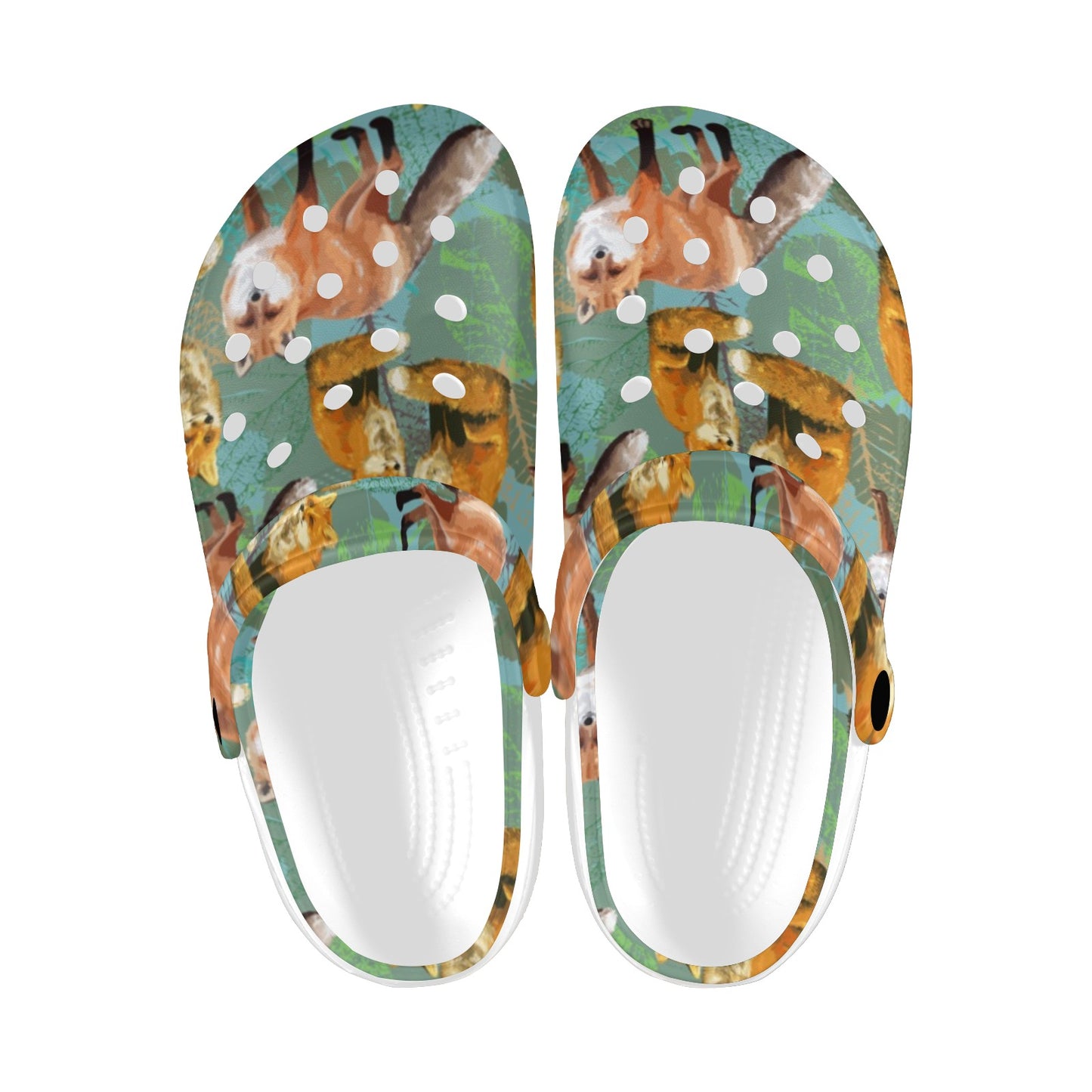 Fox Autumn leaves Themed Unisex Clogs Shoes