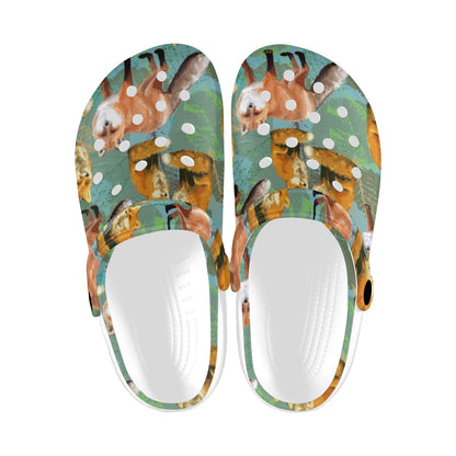 Fox Autumn leaves Themed Unisex Clogs Shoes