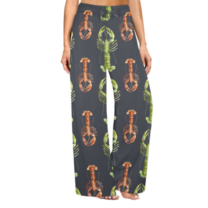 Lobster Pattern Print Design 01 Women's Wide Leg Lounge Pants