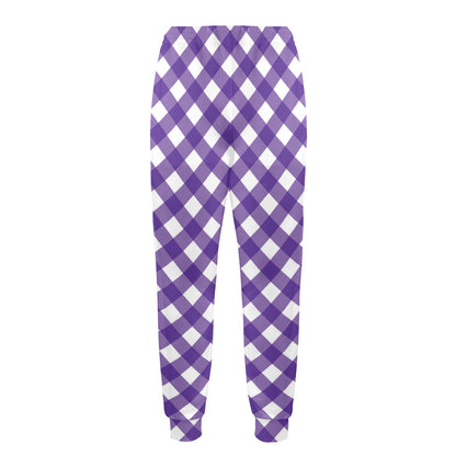 Gingham Purple Pattern Print Design 03 Men's Casual Track Pants