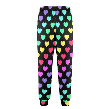 Heart Rainbow Pattern Print Design HE02 Men's Casual Track Pants