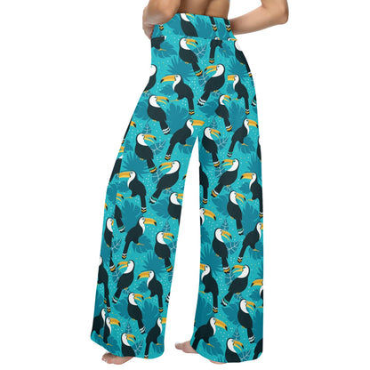 Toucan Parrot Pattern Print Women's Wide Leg Lounge Pants