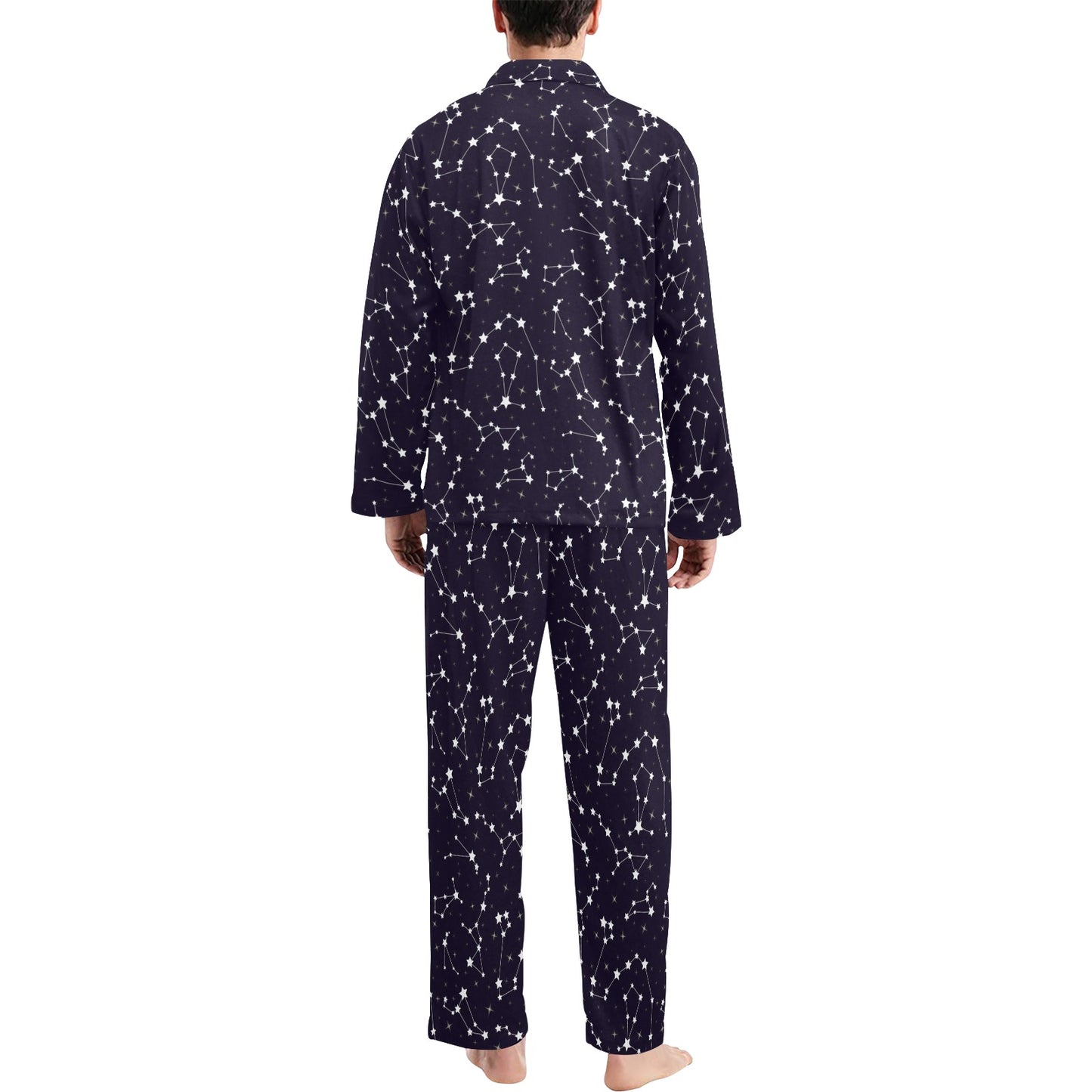 Zodiac Star Pattern Design Print Men's Long Pajama Set