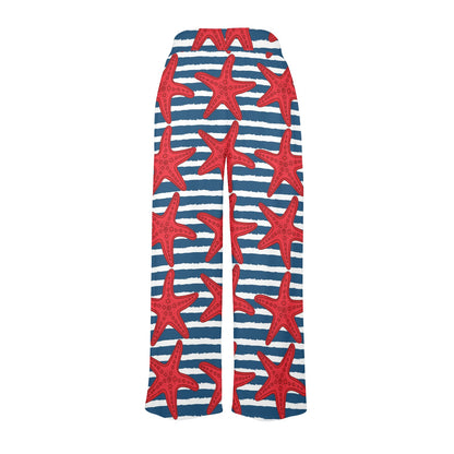 Starfish Red Pattern Print Design 02 Women's Wide Leg Lounge Pants