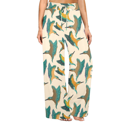 Kingfisher Pattern Print Design 02 Women's Wide Leg Lounge Pants
