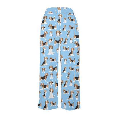 Beagle Pattern Print Design 03 Women's Wide Leg Lounge Pants