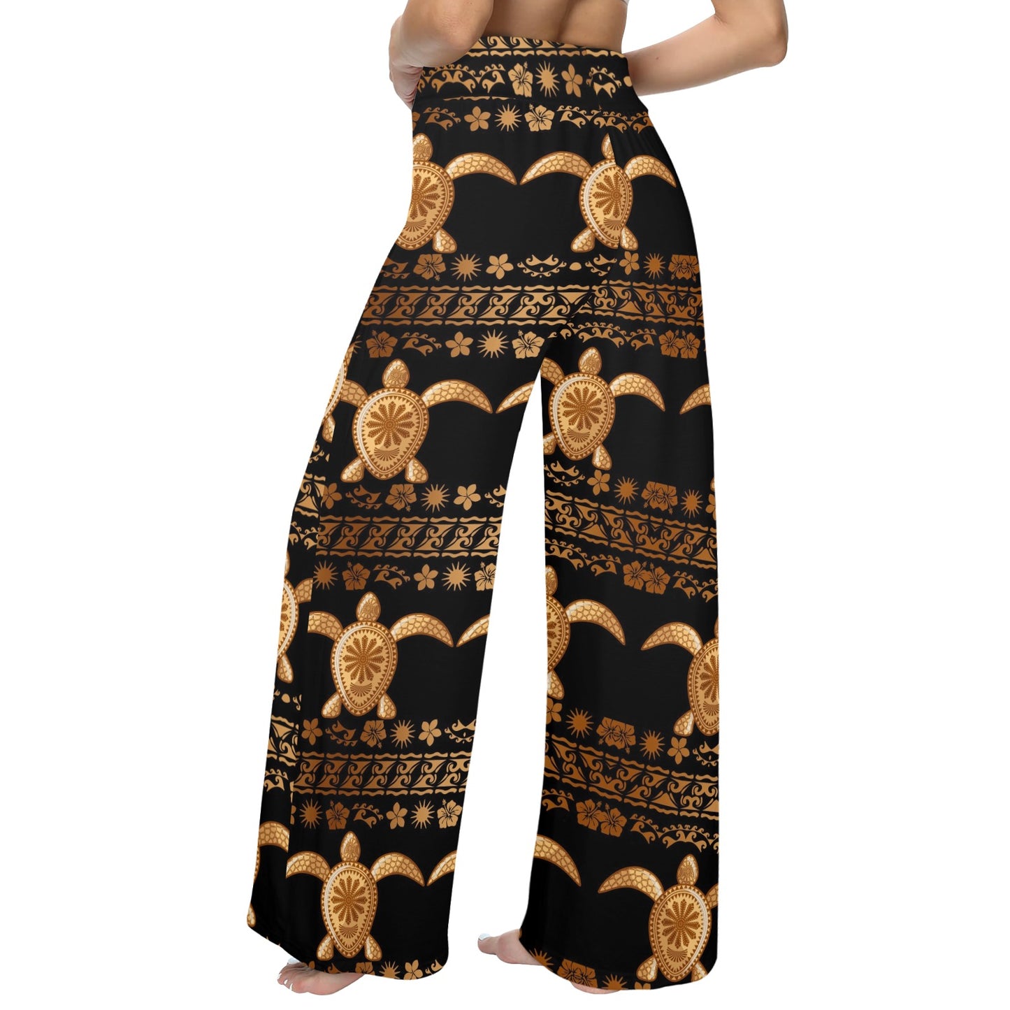 Tribal Sea turtle Polynesian Hawaiian Women's Wide Leg Lounge Pants