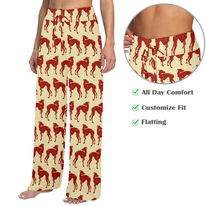 Greyhounds Design Print Pattern JJ0294 Women's Wide Leg Lounge Pants