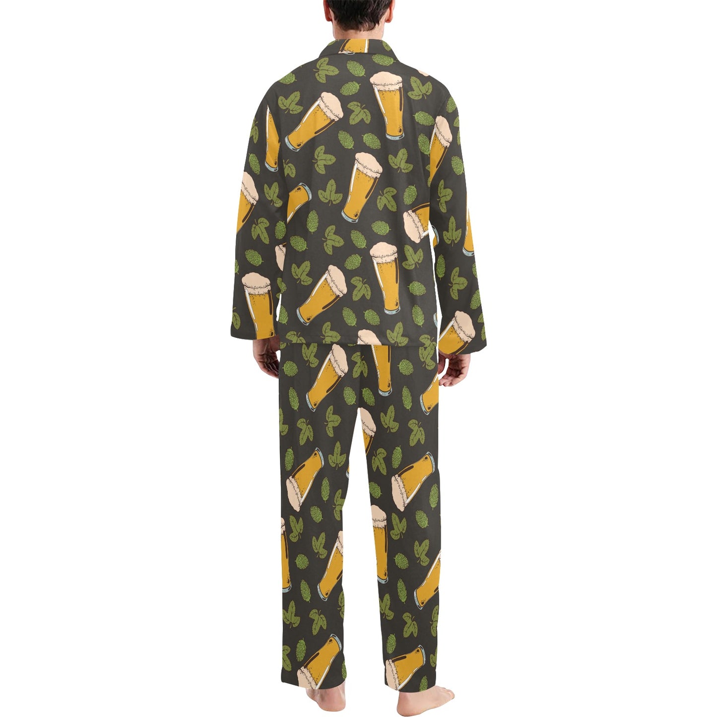 Beer Iris Pattern Print Design 02 Men's Long Pajama Set