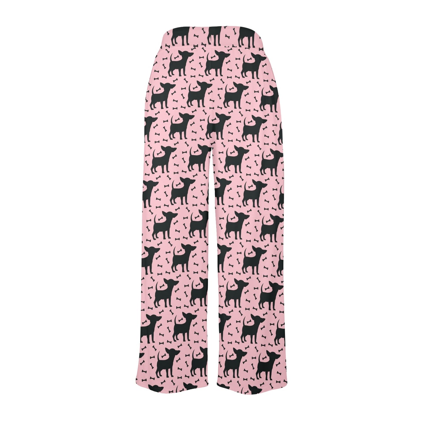 Chihuahua Pink Print Pattern Women's Wide Leg Lounge Pants