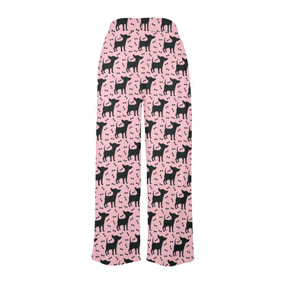 Chihuahua Pink Print Pattern Women's Wide Leg Lounge Pants
