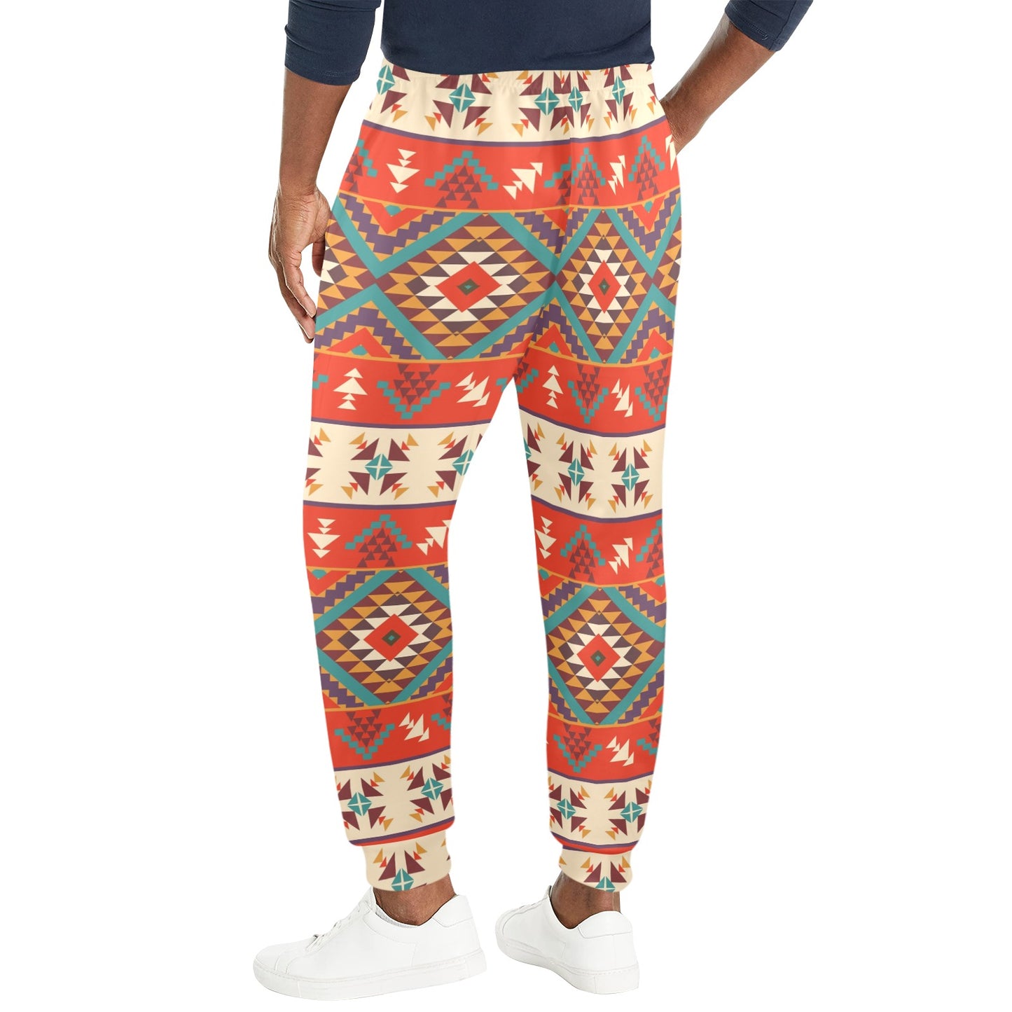 Aztec Red Print Pattern Men's Casual Track Pants
