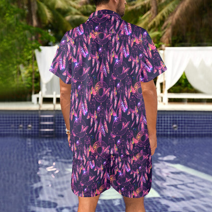 Dream catcher neon Men's Beach Shirt and Shorts Set