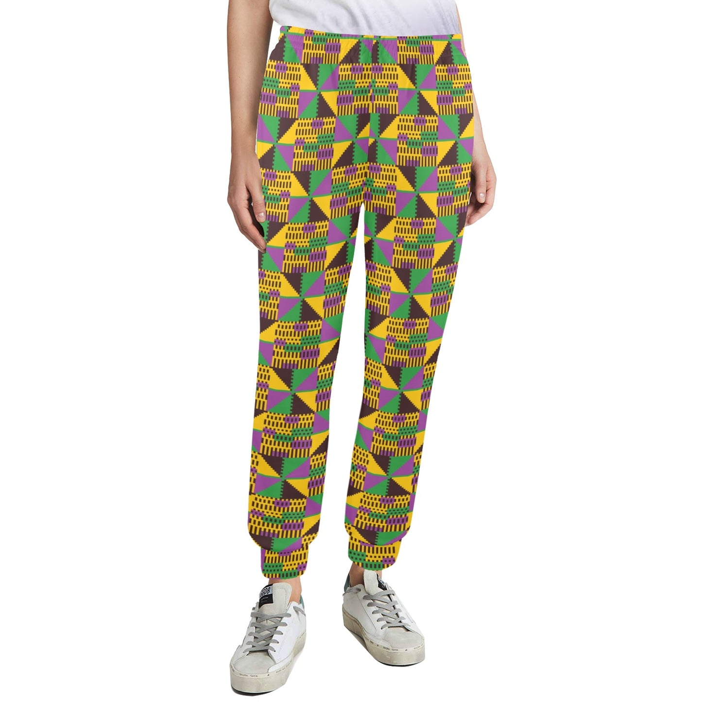 Kente Triangle Design African Print Women's Casual Track Pants