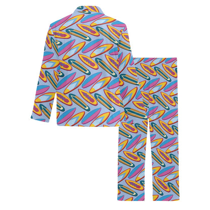 Surfboard Pattern Print Design LKS303 Men's Long Pajama Set