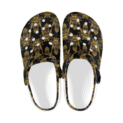 Steampunk Gold Owl Design Themed Print Unisex Clogs Shoes