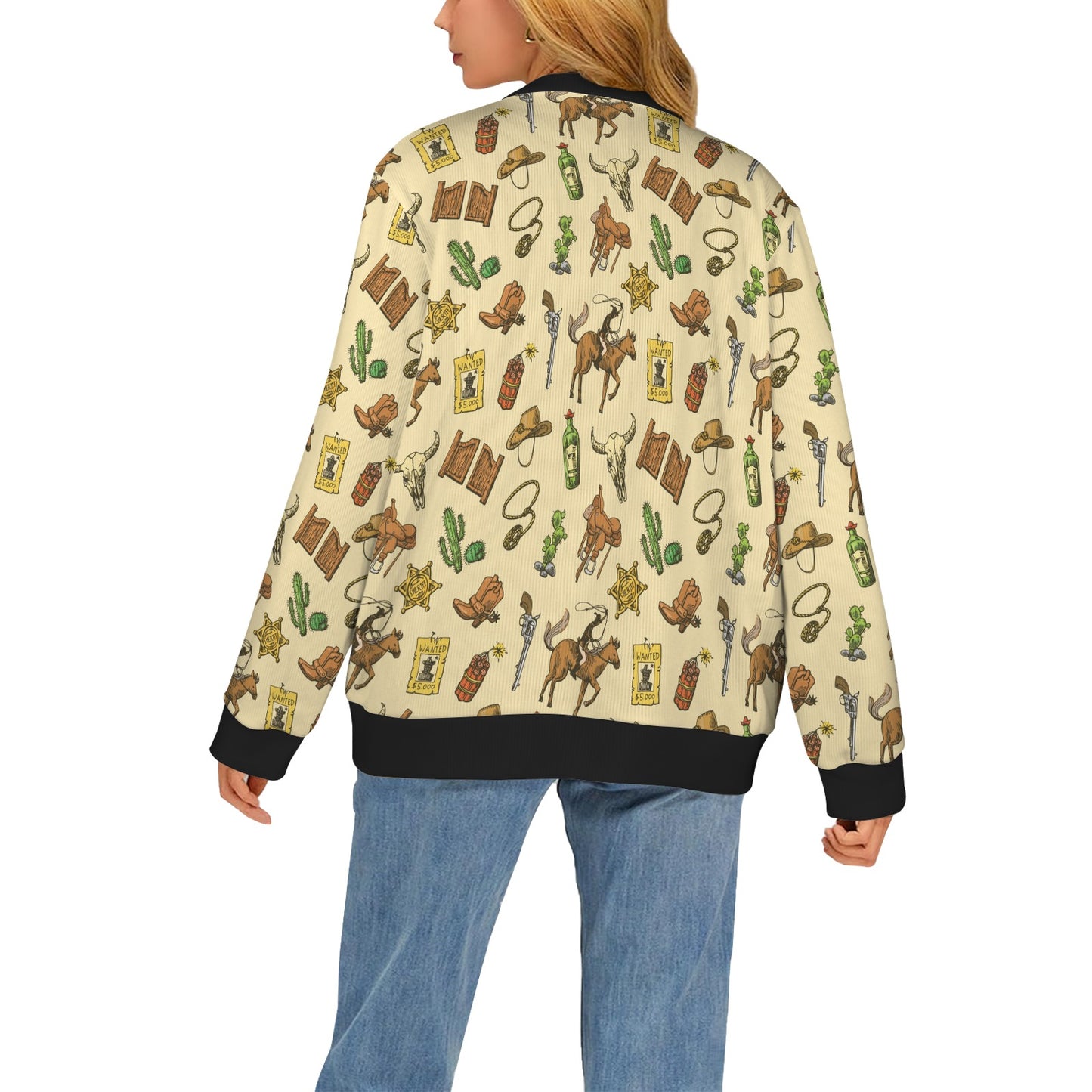 Cowboy Pattern Print Design 04 Women's Cardigan