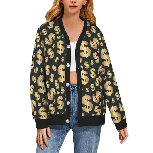 Dollar Pattern Print Design DO04 Women's Cardigan