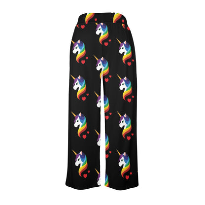 Rainbow Unicorn Pattern Print Design A03 Women's Wide Leg Lounge Pants