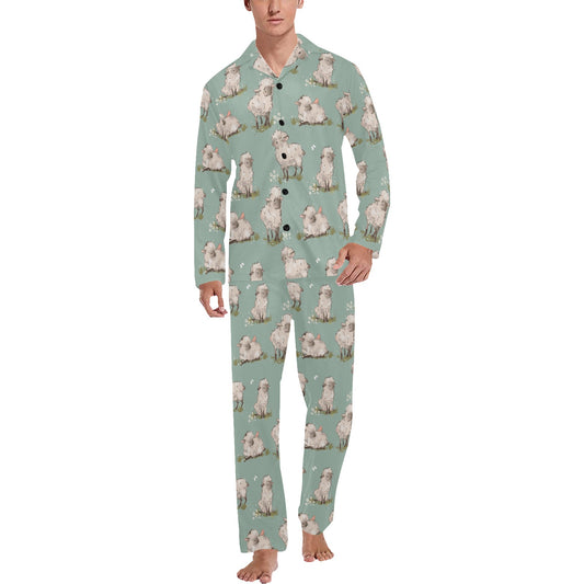 Sheep Print Design LKS405 Men's Long Pajama Set